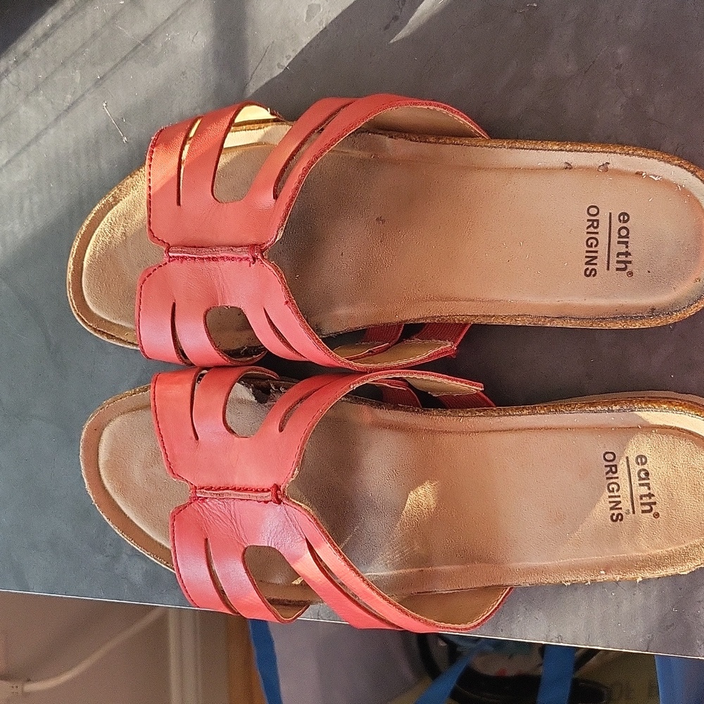 Earth Origins Red Leather Comfort Sandals